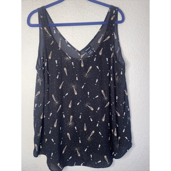 Torrid sheer Tank Top wine champagne Bottle Drink Party club 1 new years - Picture 1 of 7